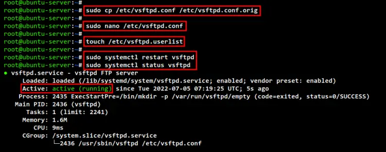 Archivo de configuración vsftpd.conf